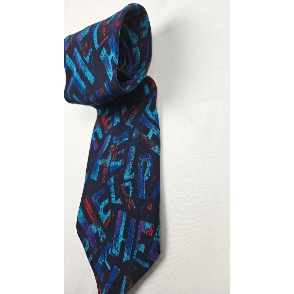 Vintage The Beatles Silk Neck‎ Tie Abstract Letter Print 1995 Apple Corps